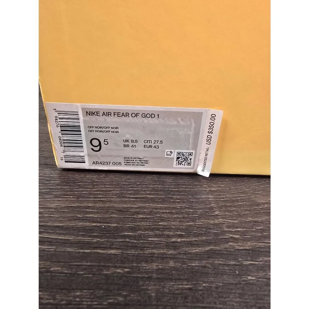 Nike Air Fear of God 1 Triple Black 2020 Men's Shoes Size 9.5